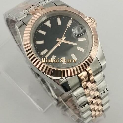 36mm/40mm Mens Luxury Black dial Casual NH35 Automatic Watch Silver Rose Gold Case Sapphire Glass silver sterile Dial Mechanica