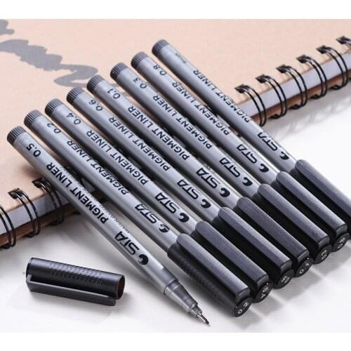 9Pcs/Set Black Art Marker Ink Pen Pigment Liner Sketch Markers Waterproof For Drawing Art Stationery Supplies Handwriting