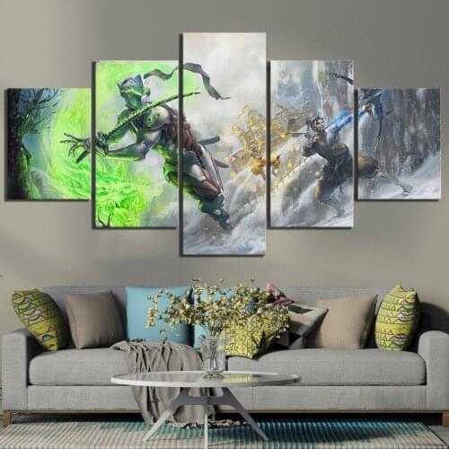 5 Piece Digital Art Canvas Paintings OVERWATCH Genji and Shimada Hanzo Video Game Poster Artwork Canvas Paintings Wall Art