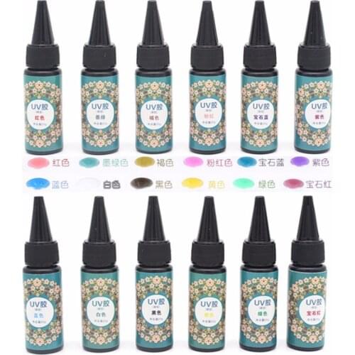 DIY Crystal Epoxy Color UV Glue Color Transparent UV Epoxy Hard Gemstone Metal Frame UV Epoxy (pack of 12)