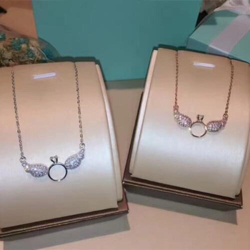 Designer Fashion 925 Sterling Silver Jewelry 3A Cubic Zirconia Party Wing Necklace