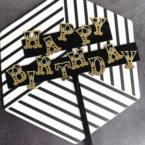 Double Layer Happy Birthday Acrylic Cake Topper Gold Birthday Cake Topper Supplies for Baby Birthday Party Cake Decorations New