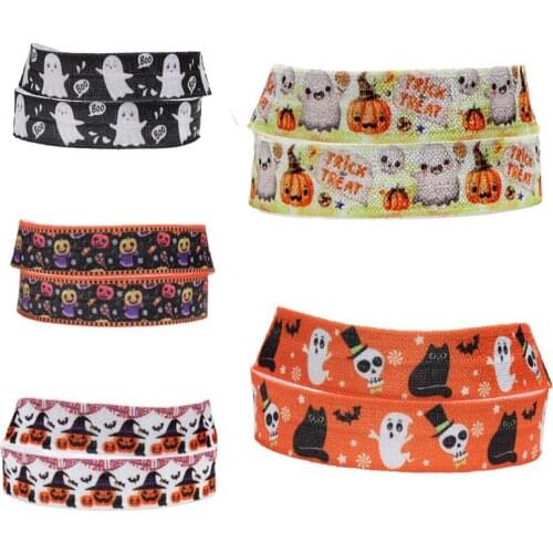 Halloween autumn fall printed fold over elastic