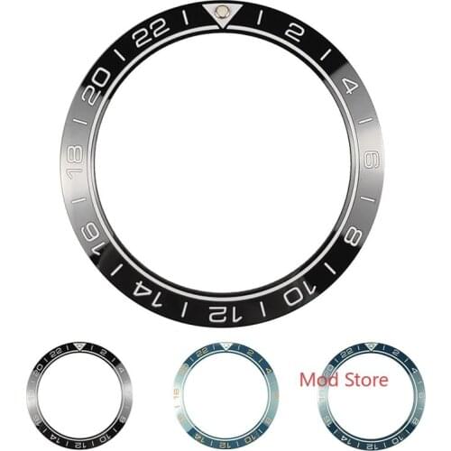 HOT New 41.5mm GMT Blue/Black Ceramic Bezel Insert Set For Diver Mens Watch Watch Replace Accessories 24 Hours Lumed Pip Finish