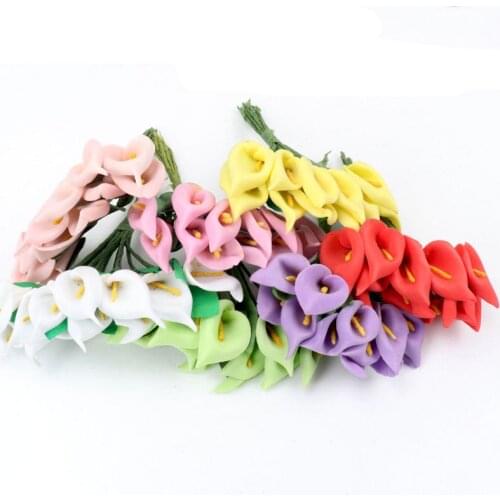 12pcs head/set Artificial Flowers 7 Colors Calla Lily Bridal Wedding Decoration Bouquet Head PE Real Touch Artificial Flower