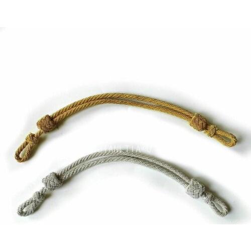 TWO WW2 WWII GERMAN OFFICER VISOR HAT STRAP METAL CHIN CORD CAP GOLDEN & SILVER REPRO World military Store