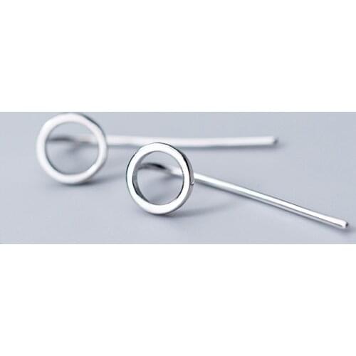 MloveAcc Hot Sale 925 Sterling Silver Fashion Geometry Round Stud Earrings Women Trendy Sterling Silver Earrings