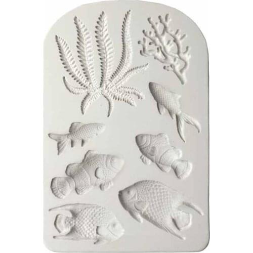 Seagrass, Shell, Tropical Fish Series Turned Sugar Silicone Mold DIY Soft Clay Chocolate Moulding Tool