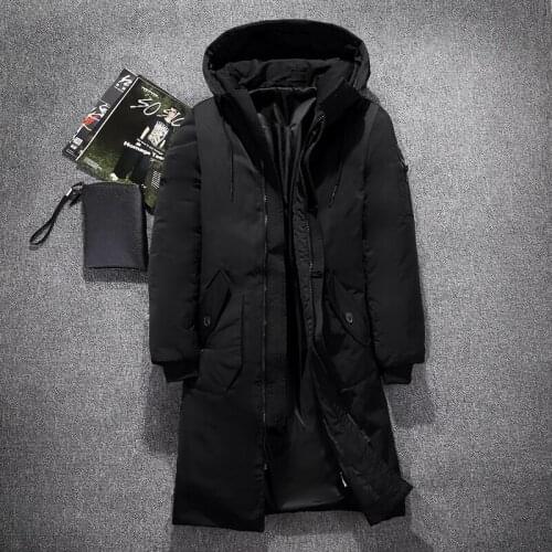 Mens Hooded Extra Long Duck Down Padded Jackets Man Thick Winter Down Coats Male Fashion Long Overcoat Keep Warm Outerwear