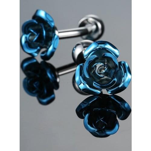 French Shirt Fashion Cufflinks for Mens Brand Cuff links Buttons blue rose Classic High Quality 2018 New Arrival Jewelry