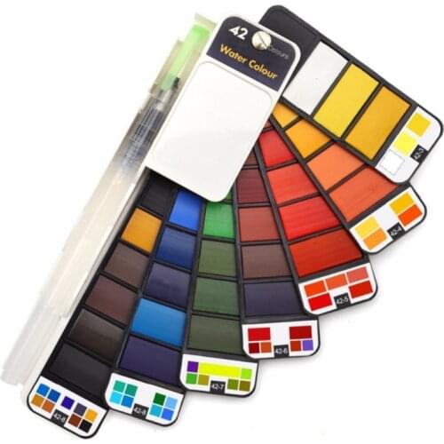 18/25/33/42 Colors Paint Set Professional Foldable Watercolor Paint Set With Brush Foldable Travel Color Pigment For Painting