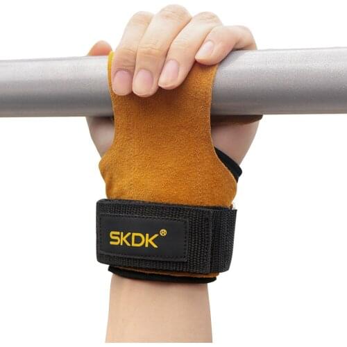 2020 New Grips Cowhide Weight Lifting Gloves Gym Fitness Grip Pads Wrist Wraps Support Crossfit Deadlifts Training Gloves