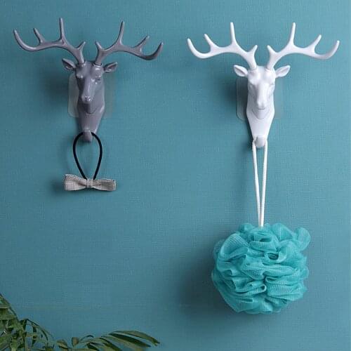 New Wall Hanging Hook Vintage Deer Head Antlers for Hanging Clothes Hat Scarf Key Deer Horns Hanger Rack Wall Decoration