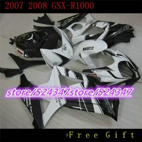 Fairing For SUZUKI GSX-R1000 K7 07 08 White Black GSX R1000 GSXR 1000 NEW K7 07-08 GSXR1000 2007 2008 Body
