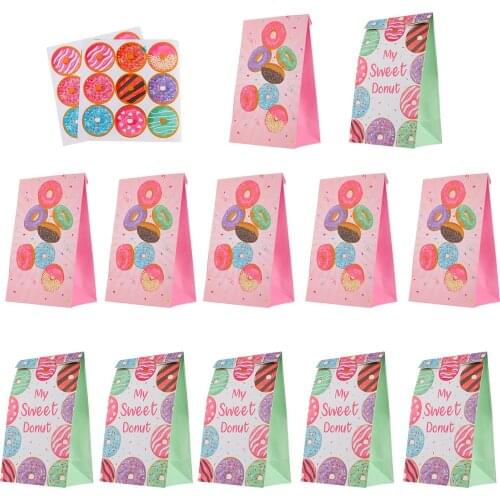 1 Set Donut Theme Party Candy Bag Biscuits Bag Gift Bag for Party Birthday A50