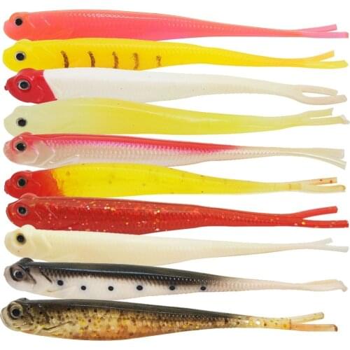 INFOF 10-pieces Soft Lure Minnow Silicone Bait Wobblers 13cm/8g Artificial Baits for Carp Fishing Trout Lures Shad Swimbait