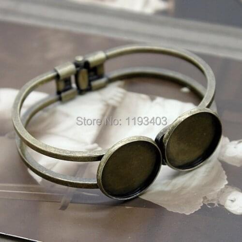 10pcs Adjustable Antique bronze plated Pure brass Cuff Bracelet Blank Filigree Bracelet 20 mm Setting (CBS-4)