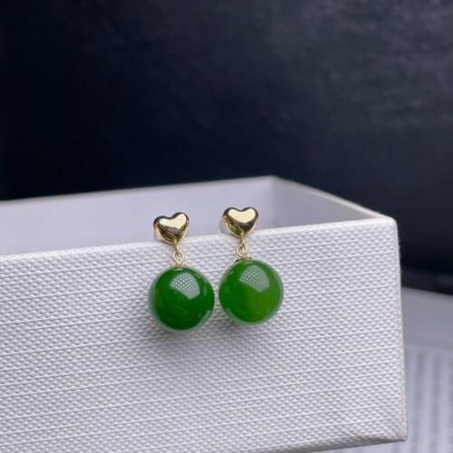 SHILOVEM 18k yellow gold Natural Jasper drop earring classic fine Jewelry women wedding women gift 10*10mm myme1010522by