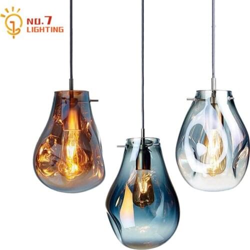 Nordic INS Indiviudal Stained Glass Pendant Lights Simple Home Decorative Hanging Lamp Bedroom Bedside Cafe Restaurant Bar Shop