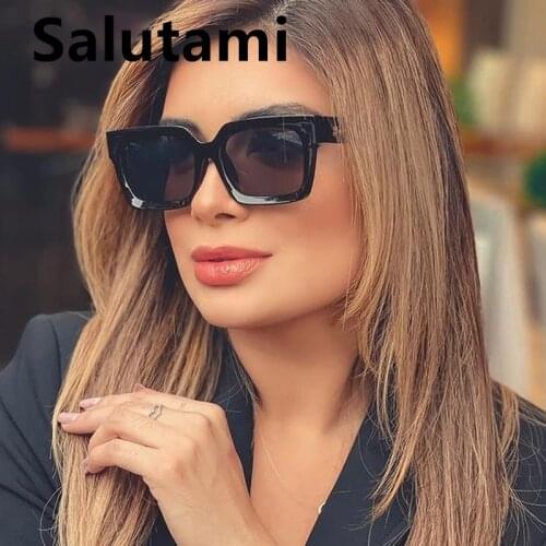 2021 New Luxury Brand Sunglasses For Women Vintage Oversized Square Black Gradient Rivet Sun Glasses Female Elegant Brown Shades