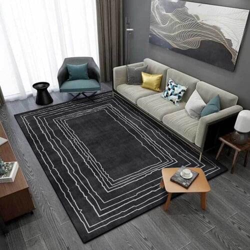 Modern 3D Geometric Art Carpets for Living Room Bedroom Area Rugs Black And White Stripes Fabric Patterned Home Parlor Decor Mat