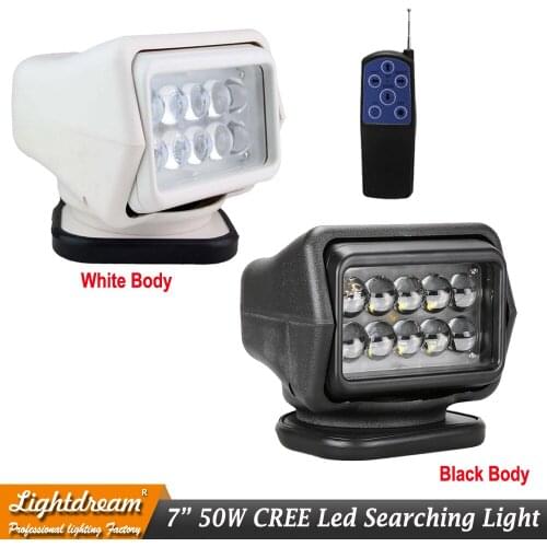 50W DC 12V 24V LED Searchlight Wireless Remote Control Spotlight with Magnetic Base for Car ATV Boat Vehicles Camping lamps x1pc