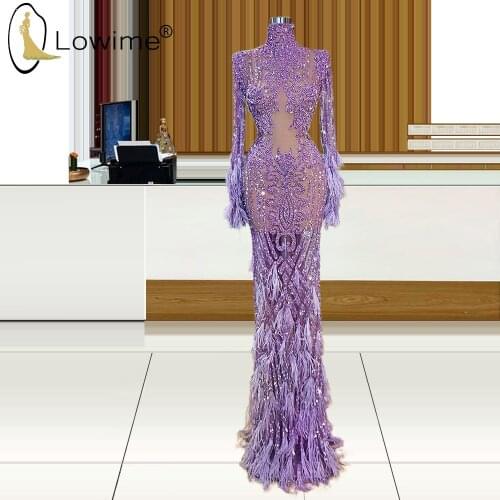 Vestido De Soiree Muslim Long Sleeve Evening Dresses with High Neck Mermaid Formal Dress Dubai Prom Party Dresses Long Robes