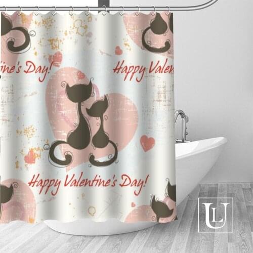 High Quality Custom Cat Shower Curtain Polyester Fabric Bathroom Curtain Hooks Mildew Resistant Bathroom Decor