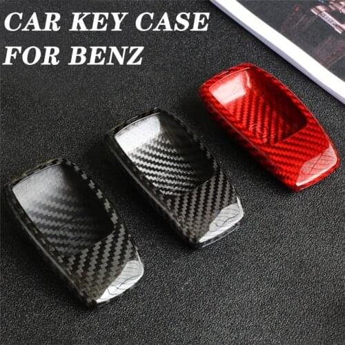 High-Quality Real Carbon Fiber Car Key Case Accessories Shell Key Bag Holder Protector For Mercedes Benz Level E/S/C E300L C200L