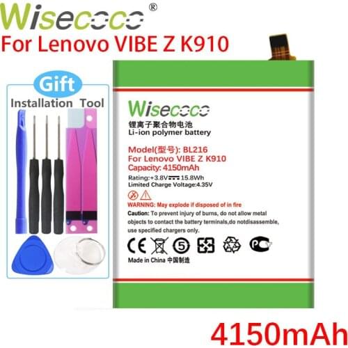 WISECOCO 4150mAh BL216 Battery For Lenovo VIBE Z K910 K6 X910 K910e Mobile Phone In Stock With Tracking Number