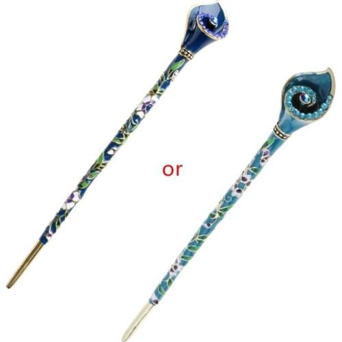 Women Metal Rhinestone Hair Chopsticks Hair Stick Hairpin Chignon Pin Handmade