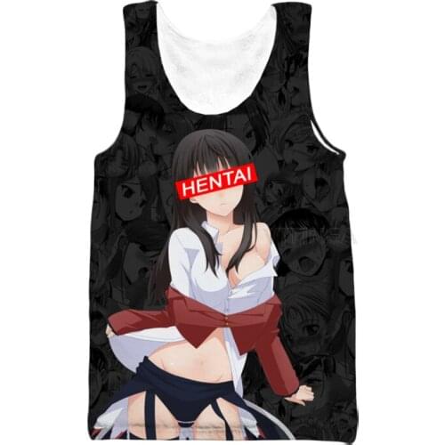 Ahegao Vest Anime 3D Print Men Women Streetwear Hentai Pattern O-Neck Hip Hop Tank Top Harajuku Casual Tops Sexy Clothing