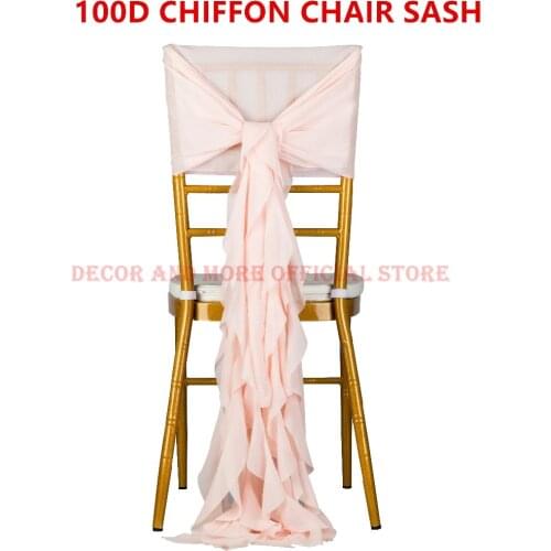 100PCS Decoration Outdoor Party Wedding Chiffon Chair Sash For Chiavari Chair White Pink Tiffany Chair Cap Ruffled Chair Hood
