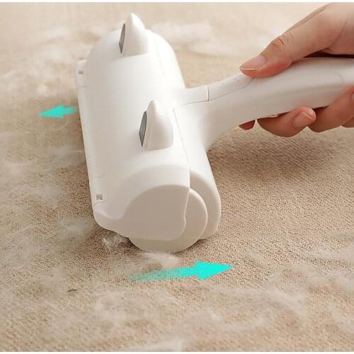 2-Way Pet Hair Remover Roller Dog Cat Hair Lint Sticking Roller Removing from Furniture Carpets Self-Clothing Easy Operate