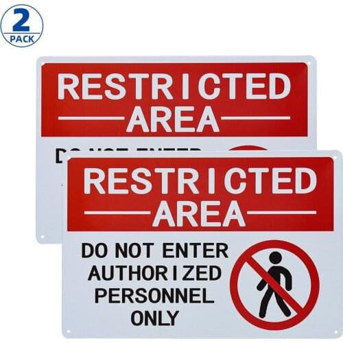 2 PACK) Restricted Area Sign Authorized Personnel Only, Don Not Enter Sign