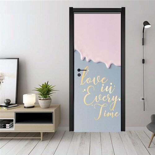 3D Door Sticker Love Letters Porta Decoration Papel Mural Self Adhesive DIY Home Design Peel Stick PVC Wallpaper Door Cover