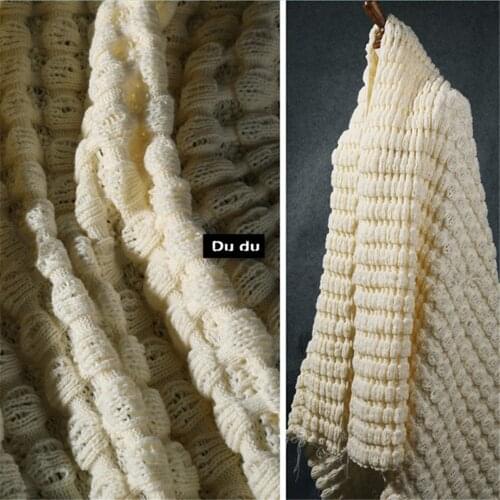 50*110cm Knitting Clothing Fabric Elastic Bubble Braid Rugged Wool Thick Twist Twisting Rope Sweater shape Design Fabric DIY