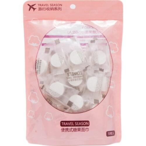 50pcs Outdoor Wipe Cleansing Compressed Towel Portable Travel Face Sports Makeup Soft Cotton Magic Expandable Mini face towel