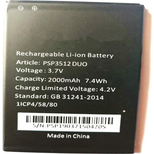 2000mAh Battery For Prestigio Muze B3 PSP3512 DUO PSP3512DUO Bateria Batterie Cell Phone Batteries with phone stander