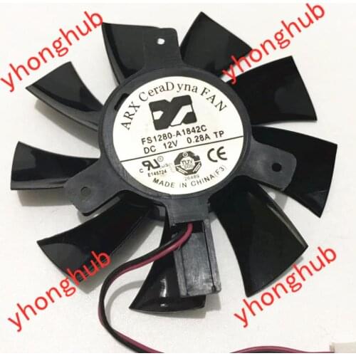 ARX FS1280-A1842C DC 12V Dia. 75mm C.T.C 40mm 2-Wire Server Frameless Fan