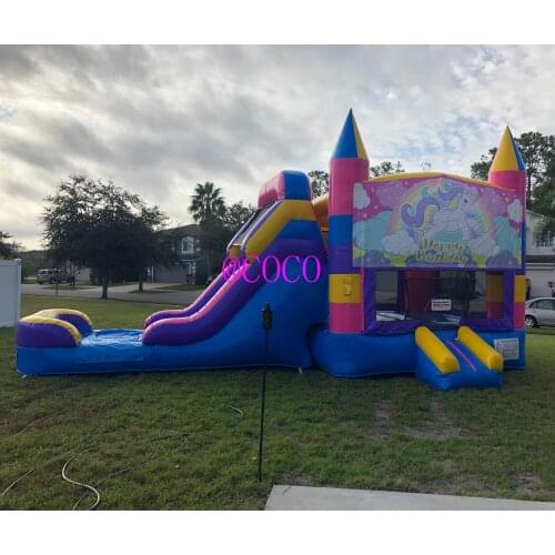Free sea ship to port,7x4.5m Inflatable Bounce House with Slide,garden Inflatable Jumping Castle Combos with banner