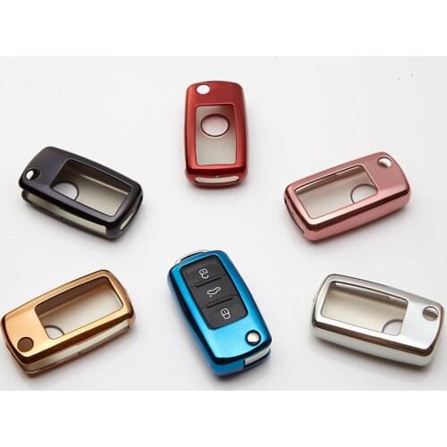 TPU Car Key Cover with PU Leather Car Key Holder For Volkswagen Golf 4 5 6 MK6 Tiguan Polo 4 5 6 Touran EOS T5 Car Accessories