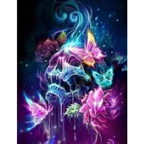 DIY Painting Paint By Numbers Kits for Adults & Kids with Acrylic Paints, Skull Canvas Art Work for Wall Decor