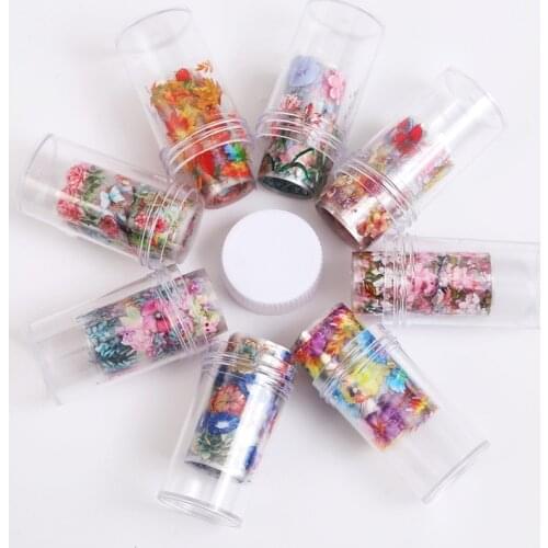 1 Roll Holographic Nail Foil 4cm*100cm Starry Flower Transfer Foil Nail Stickers Decals Summer Adhesive Foil for Nails Stickers