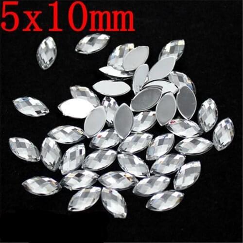 Hot Sale 5x10MM 100Pieces Flat Back Marquise Earth Facets Clear Crystal Color Acrylic Horse eye Shape Rhinestone Beads Decorate