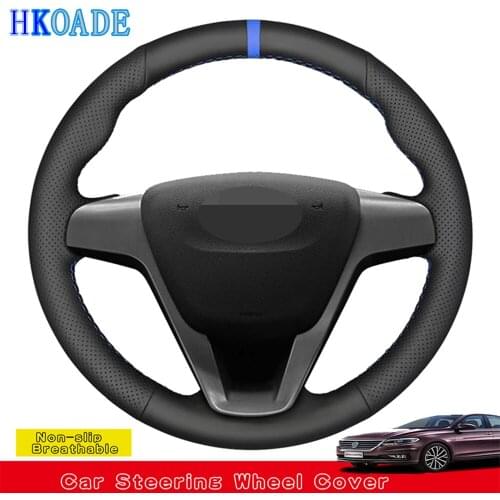 DIY Hand-stitched Black Soft Artificial Leather Car Accessories Steering Wheel Cover For Lada Vesta 2015-2019 Xray 2015-2019