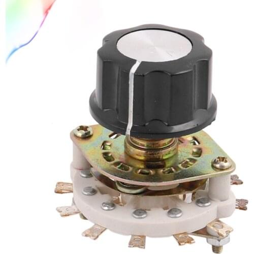 KCZ 1 Pole 7 Position 6mm Dia Shaft Band Channel Rotary Switch Selector w Cap