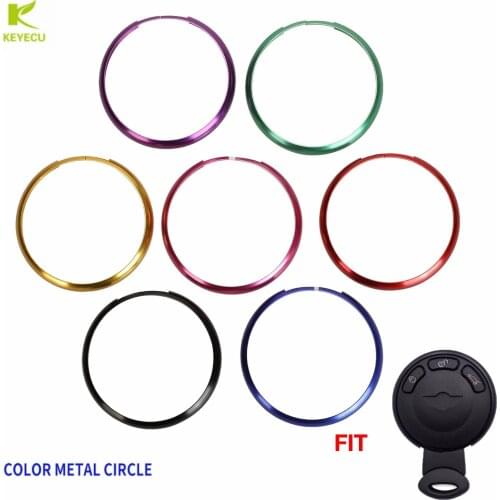 KEYECU Replacement Metal Colorful Circle Remote Car Key Case Rings for BMW Mini Cooper 2007-2014 FCC ID: IYZKEYR5602
