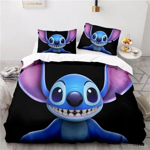 3D Disney Lilo & Stitch Bedding Set Queen King Size Kids Boys Girls Lovely Cartoon Print Duvet Cover Set Home Textile Bedclothes