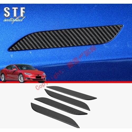 Carbon Fiber Style Door Handle Cover Trim For Tesla Model S 2019 2020